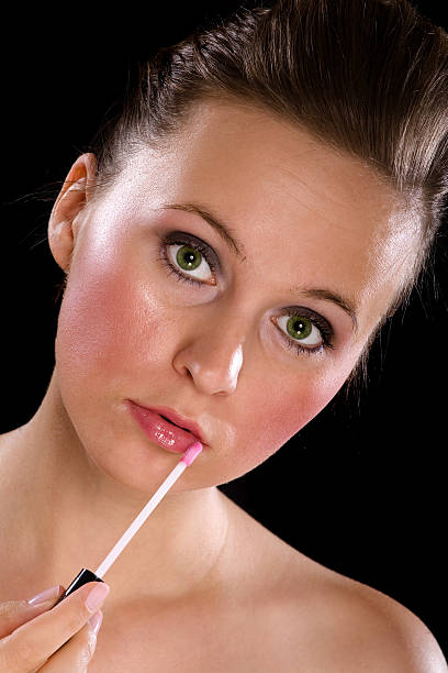 Beatifull woman with lipstick stock photo