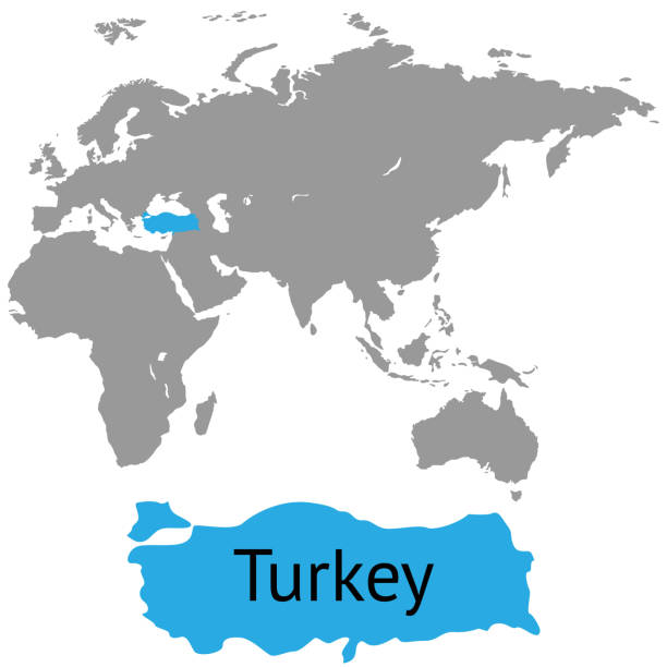 The Map Of Turkey Is Highlighted In Blue On The World Map Stock The Map Of Turkey Is Highlighted In Blue On The World Map 