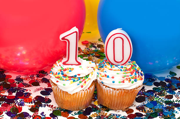 istock Celebration with Balloons, Confetti, and Cupcake 146769791