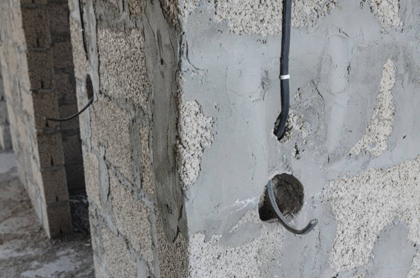 istock Electrical wiring for mounting a switch during the construction of a private residential building 1467698272