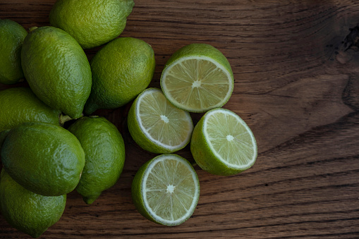 Fresh composition with slices of different citrus fruits and mint isolated on a white background in full depth of field with clipping path.
