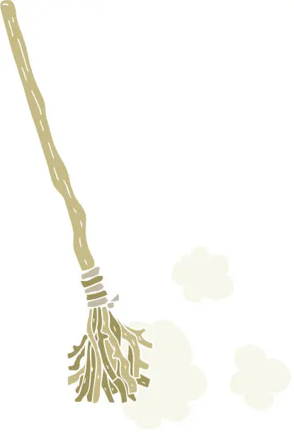 Vector illustration of flat color illustration of witch's broom