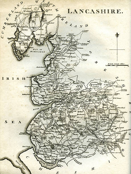 랭커셔 맵 작성 1795 스톡 사진