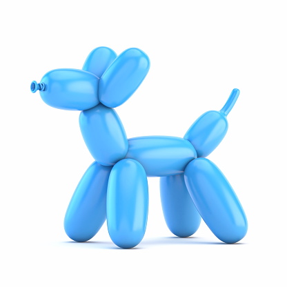 Blue balloon dog 3D rendering illustration isolated on white background