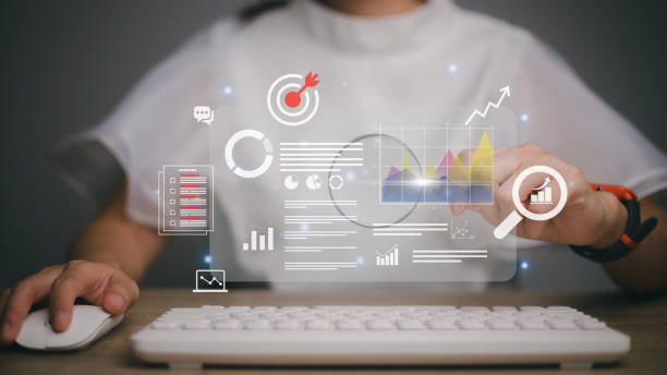 istock Accounting, analysis, audit, research, results. Laptop with graphs and charts on the screen, clipboard, report, target, calendar, magnifier. Financial Report. 1467713840