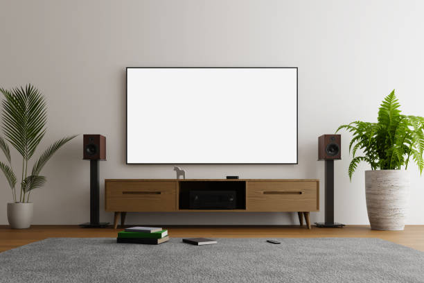 istock tv screen mockup in living room, 3d rendering 1467715631