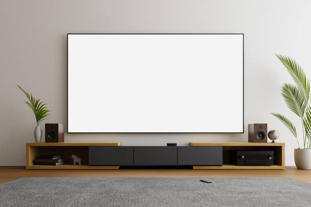 istock tv screen mockup in living room, 3d rendering 1467715635