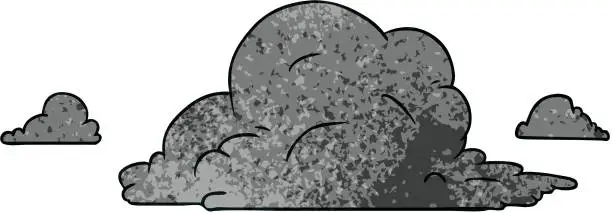 Vector illustration of hand drawn textured cartoon doodle of white large clouds