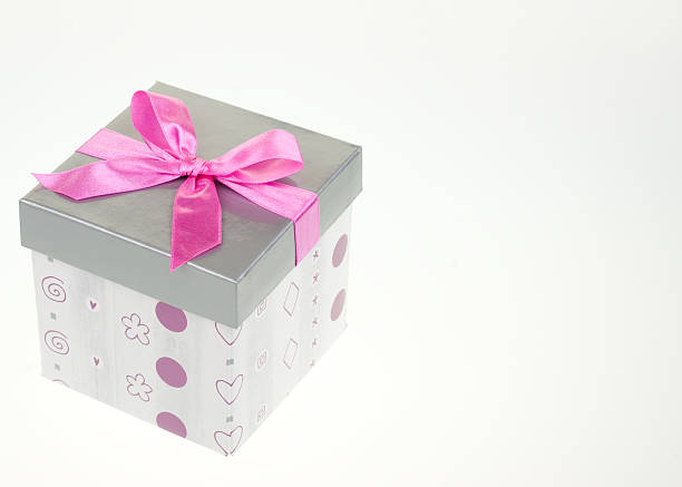 Gray gift box stock photo