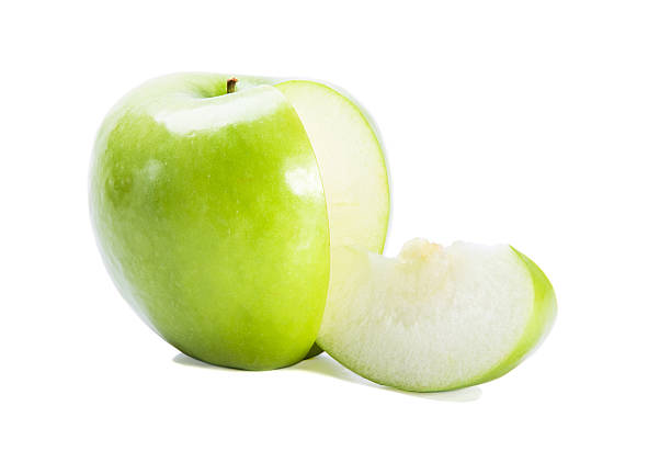 Sweet green apple on white background stock photo