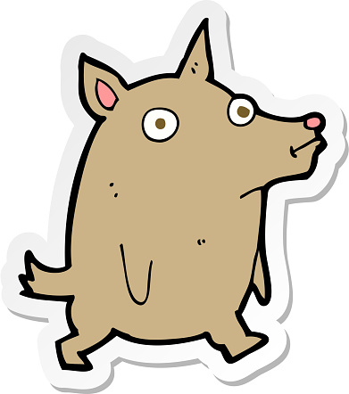 sticker of a cartoon funny little dog