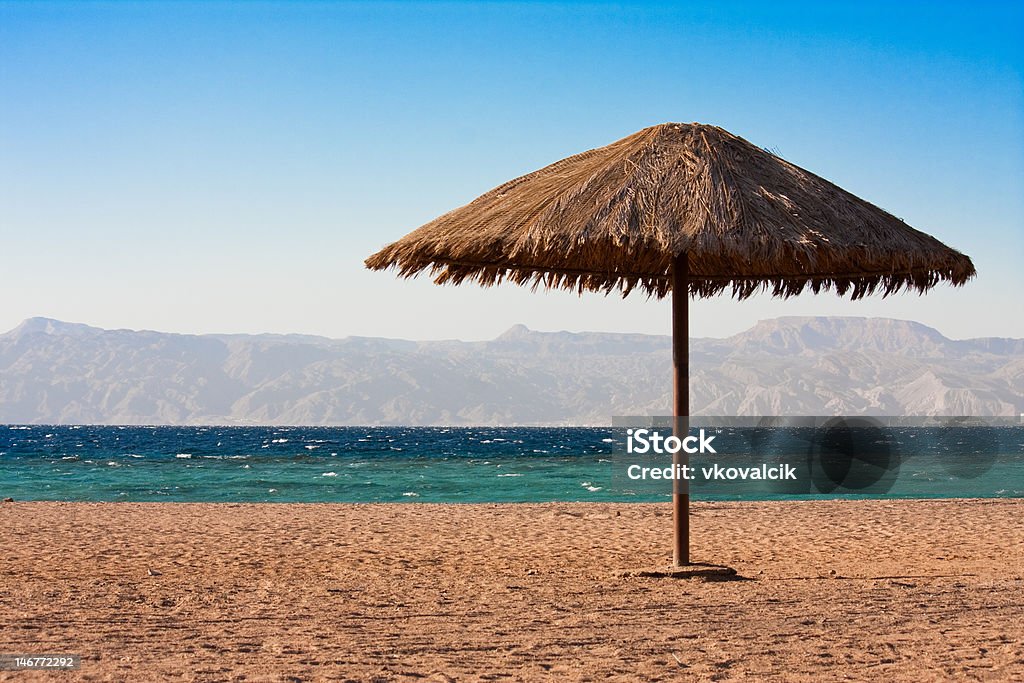 Única parasol en la playa - Foto de stock de Agua libre de derechos