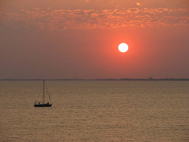 Sunset on the sea. stock photo