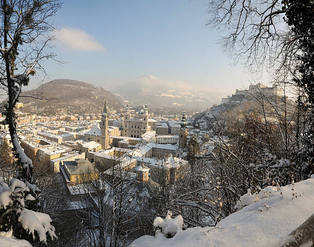 Salzburg in winter stock photo