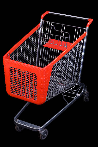 Shopping cart on black background stock photo