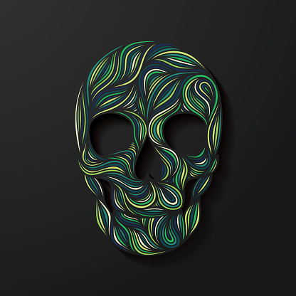 An abstract, artistic depiction of a human skull. EPS10 vector illustration, global colors, easy to modify.
