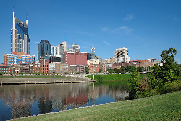 istock Nashville skyline reflected in water in foreground 146773634