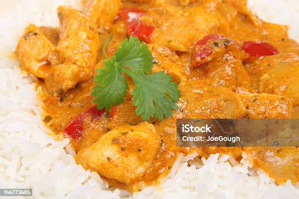 Thai Red Curry With Chicken Stock Photo - Download Image Now - Chicken Meat, Cilantro, Close-up