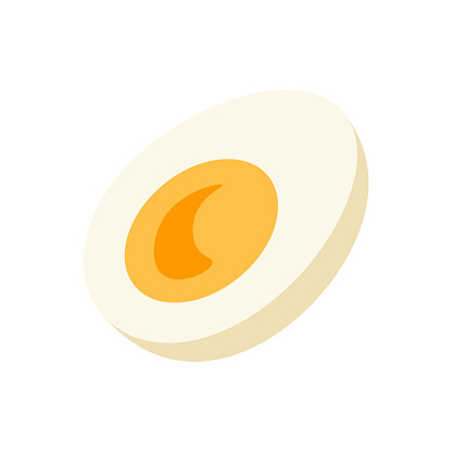 Half of Boiled Egg. Vector illustration isolated on a white background.