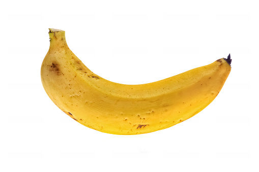 Two perfect ripe yellow bananas isolated on white background.