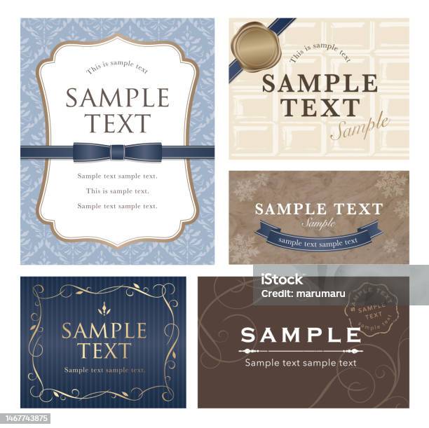 Template Kartu Ucapan Warna Biru Dan Coklat Ilustrasi Stok - Unduh