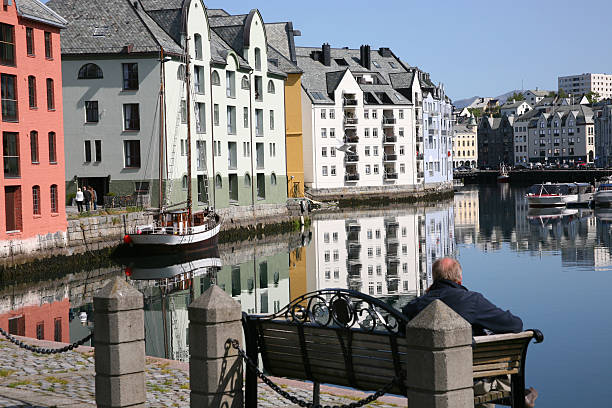 istock Man looking at view in Alesund city, Norway 146774496