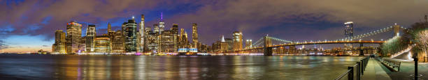 Manhattan skyline with Brooklyn bridge New York City stock photo