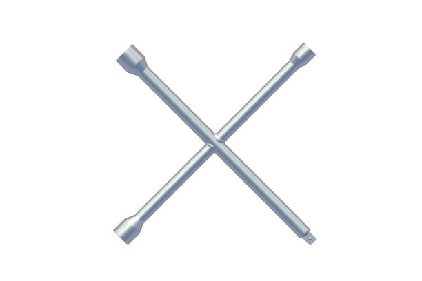 istock Cross wheel wrench isolated on white background. Automotive tool. Top view. 3d render 1467749066