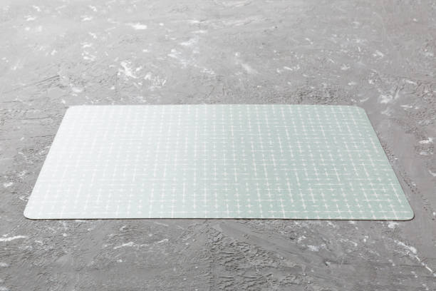istock Perspective view of grey tablecloth for food on cement background. Empty space for your design 1467749081