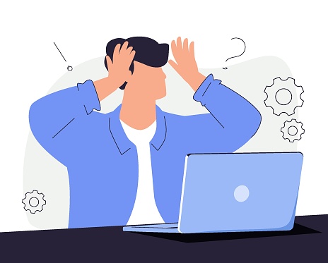 Software Problems Isolated Cartoon Vector Illustrations Angry Man Has ...