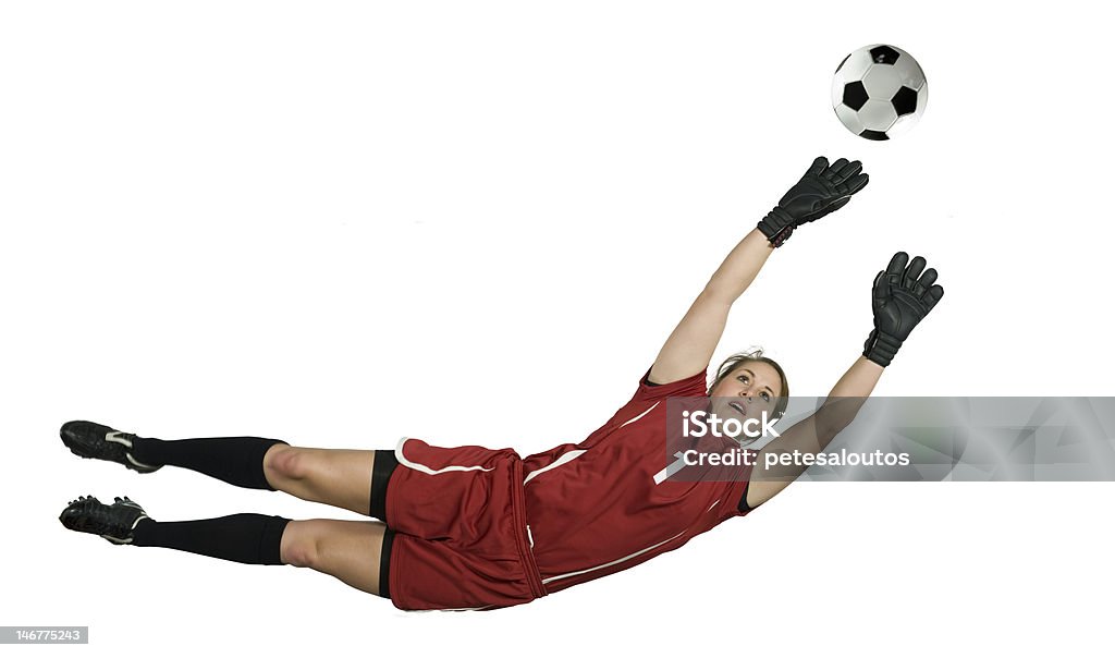 Salto di palla Portiere di calcio - Foto stock royalty-free di Portiere - Posizione sportiva