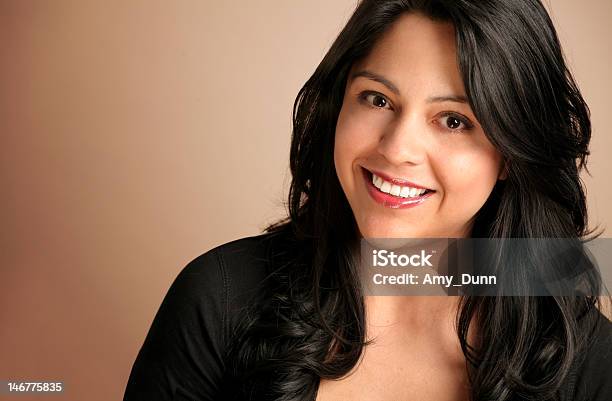 Happy Hispanic Woman Stock Photo - Download Image Now - Adult, Brown, Brown Hair