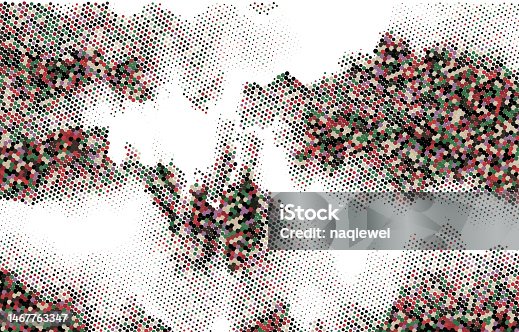 istock Vector Colorful Half Tone Polka Dots Textured Gradient Watercolor Ink Wash Painting Abstract Backgrounds 1467763347