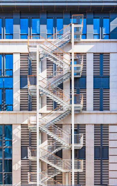 istock Building exterior staircase facade, emergency escape staircase, emergency exit 1467764589