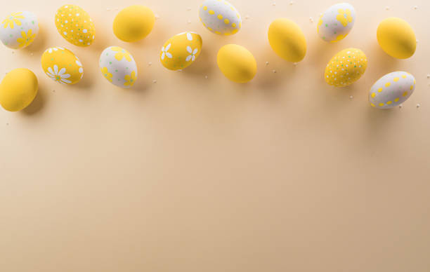 istock Happy easter! Colourful Easter eggs on pastel background. Decoration concept for greetings and presents on Easter Day celebrate time. 1467765873