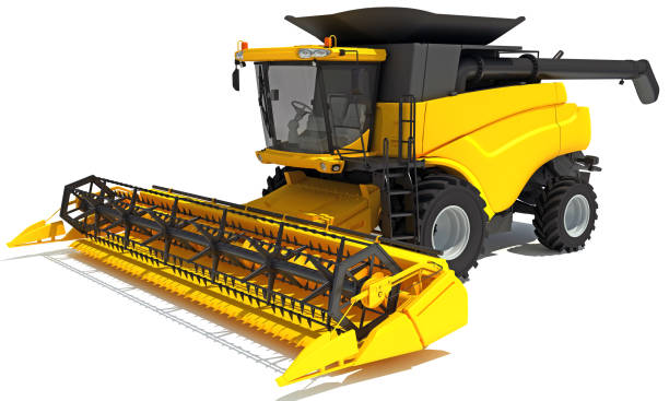 istock Combine Harvester farm equipment 3D rendering on white background 1467766605