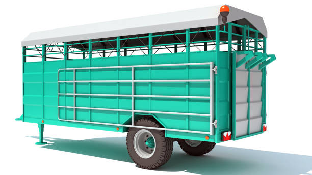 istock Farm Trailer 3D rendering on white background 1467767226
