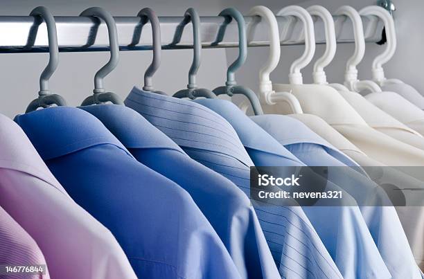 Mans Wear Businessman Shirts Stock Photo - Download Image Now - Dry Cleaned, Laundry, Clean