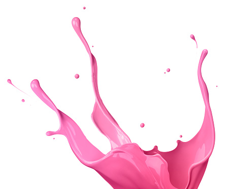 Drop in glass of pink milk