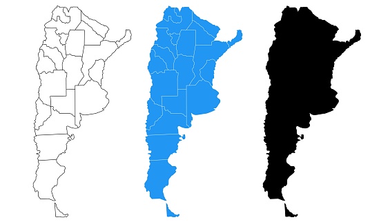 Argentina republic political map set isolated on white background