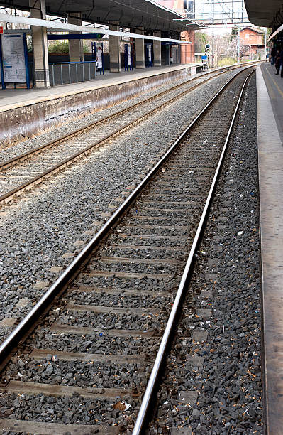 istock Railroad tracks in a station Rome, Italy 146777253