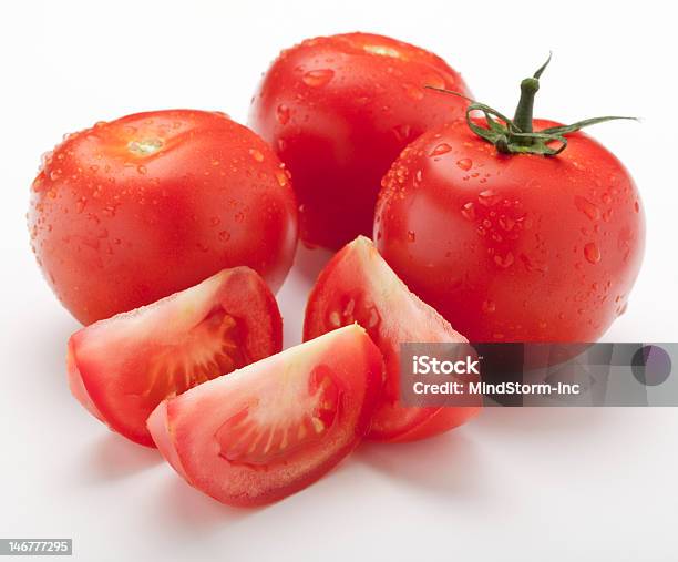 Wet Juicy Tomatoes Stock Photo - Download Image Now - Close-up, Extreme Close-Up, Food