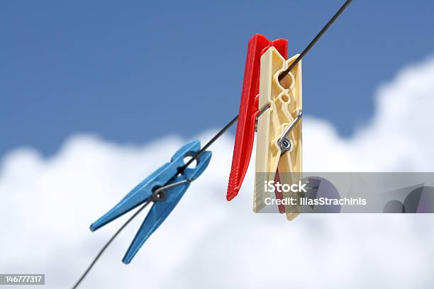 Clothes Pegs Stock Photo - Download Image Now - Blue, Clip - Office Supply, Clothespin