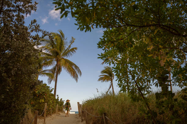 istock Woman on a footpath in Miami Beach 1467773616