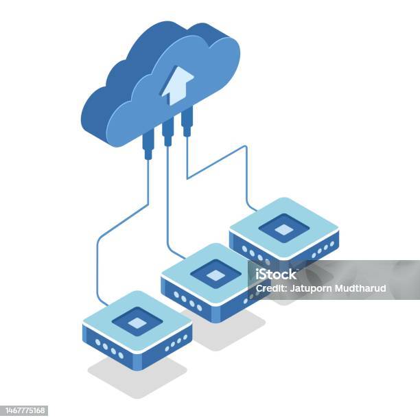 Cloud Database Design Elements Modern 3d Cloud Squares Shapes Sketch ...