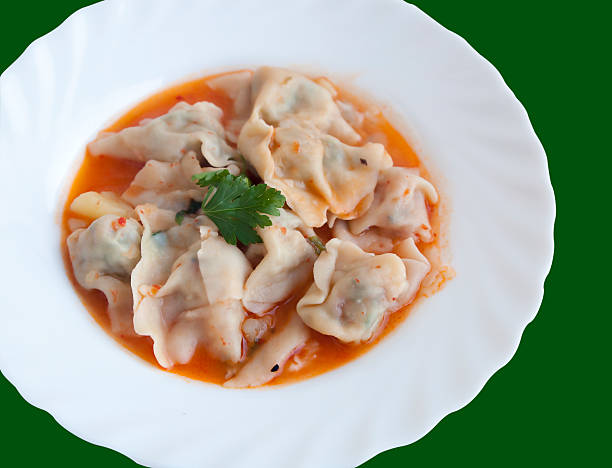 cooked homemade ravioli stock photo