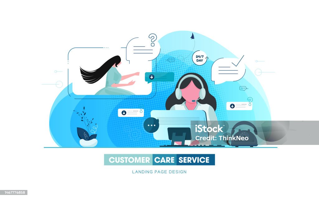 Client Service Images Call Center Operator And Customer Support Service Stock Illustration ...