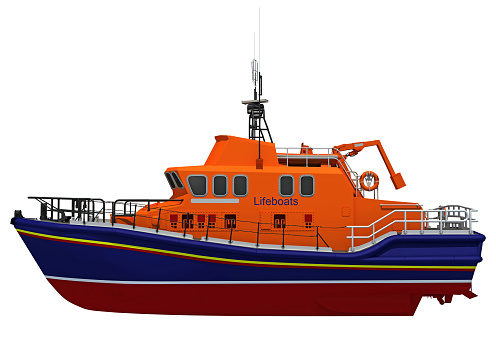 Lifeboat 3D rendering on white background