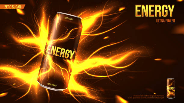 tło reklamy napojów energetycznych - drink energy drink can isolated stock illustrations