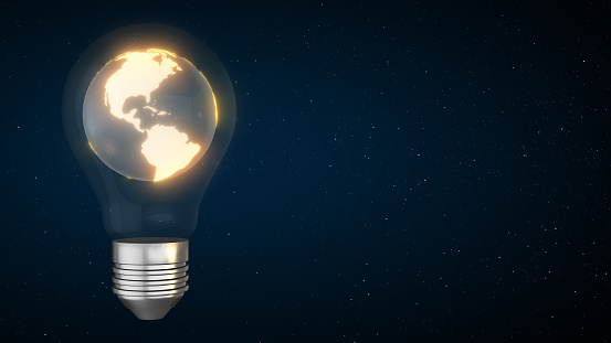 This stock image features a symbolic representation of Earth Hour, with the earth inside a light bulb. The light bulb is turned off, and then it flickers back on, representing the global event that raises awareness about climate change and encourages people to turn off their lights for an hour. The use of lighting and shadows in the image creates a dramatic effect, making it an ideal choice for use in projects related to environmental awareness, climate change, and sustainable living.